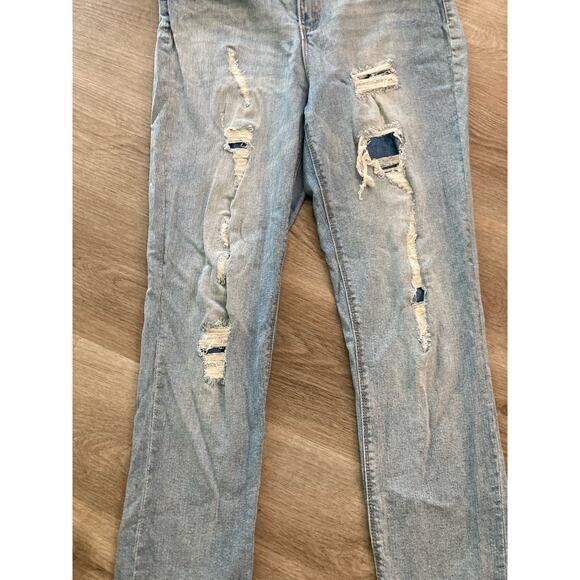 Black Daisy Kate Women's Distressed Ripped Straight Leg Jeans Blue Size 13 - Picture 7 of 9